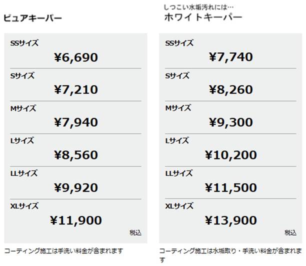 ピュアキーパー価格表
