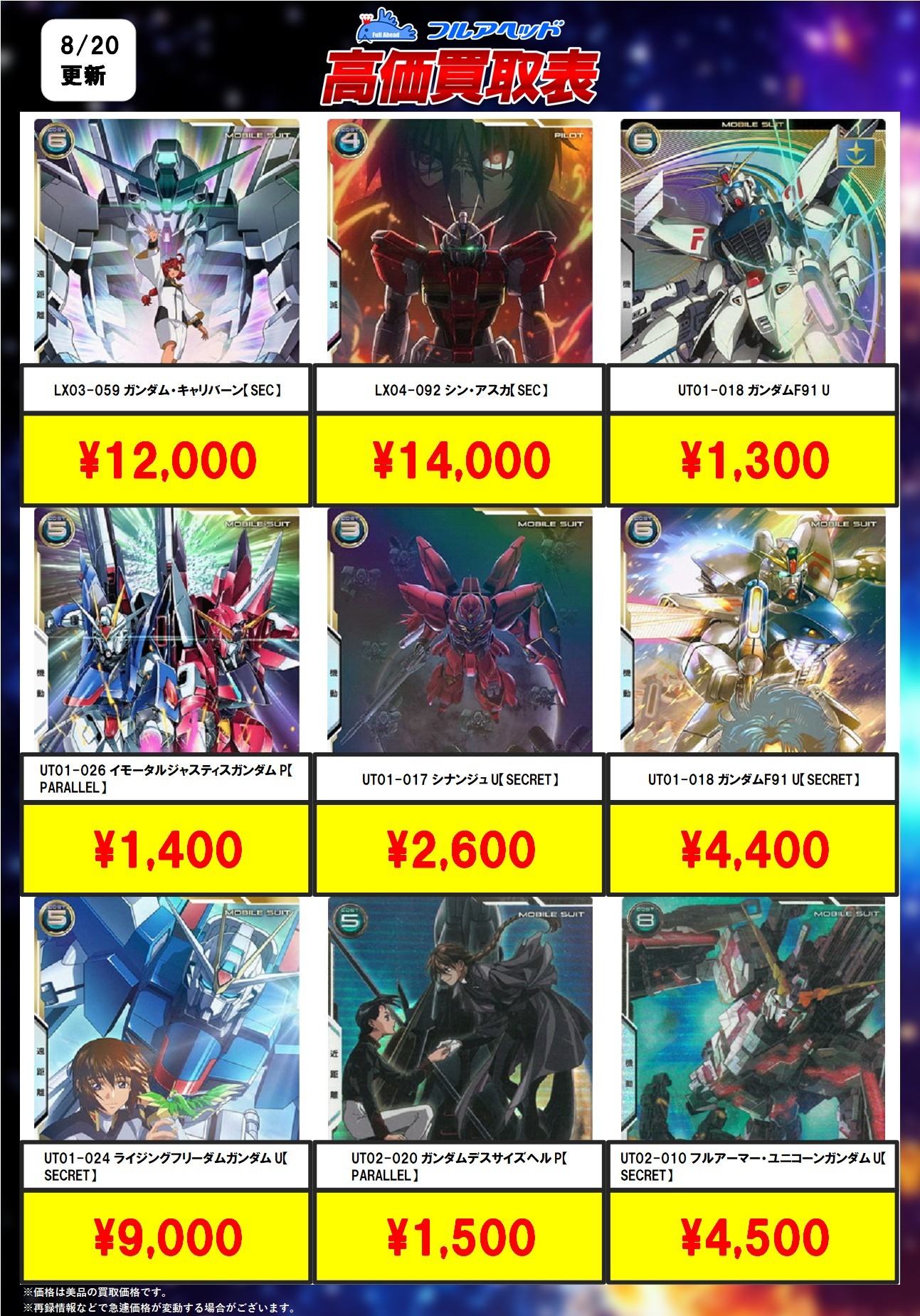 買取表更新！】アーセナルベース！