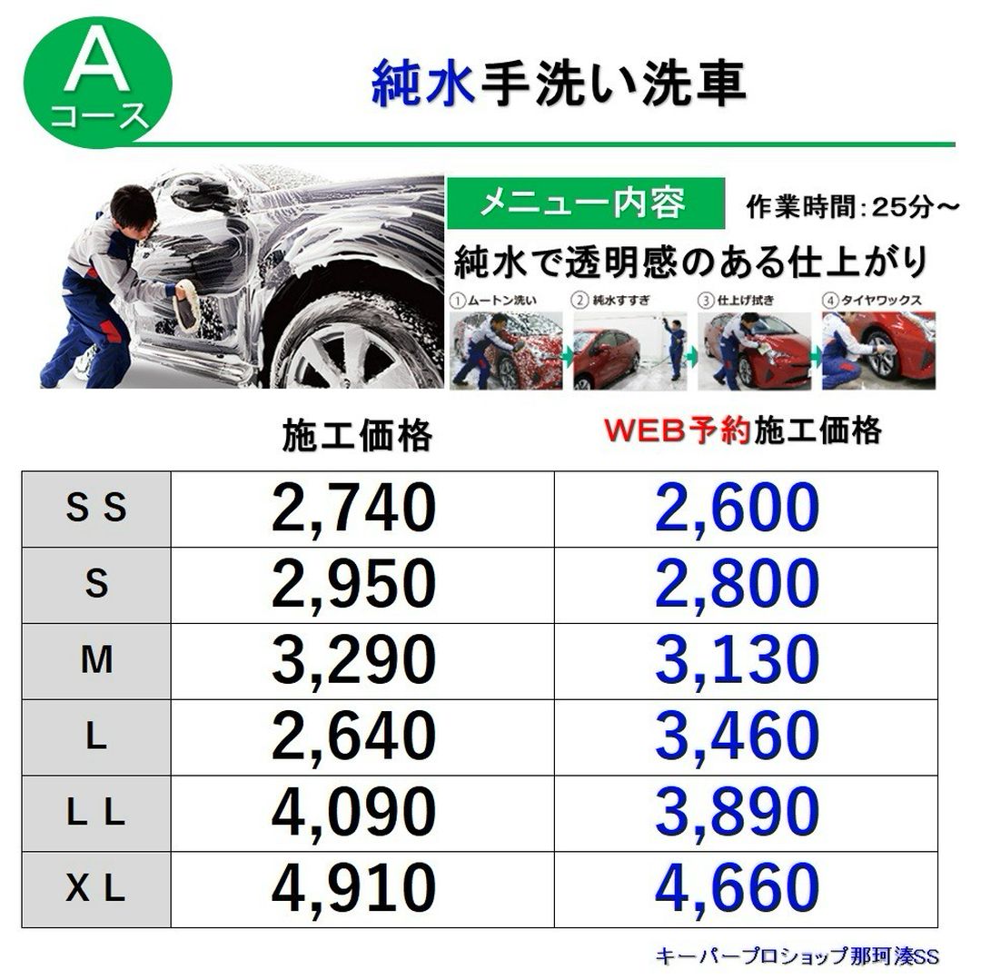 細部まできれいにする純水手洗い洗車Aコース　茨城県　ひたちなか市　那珂湊SS