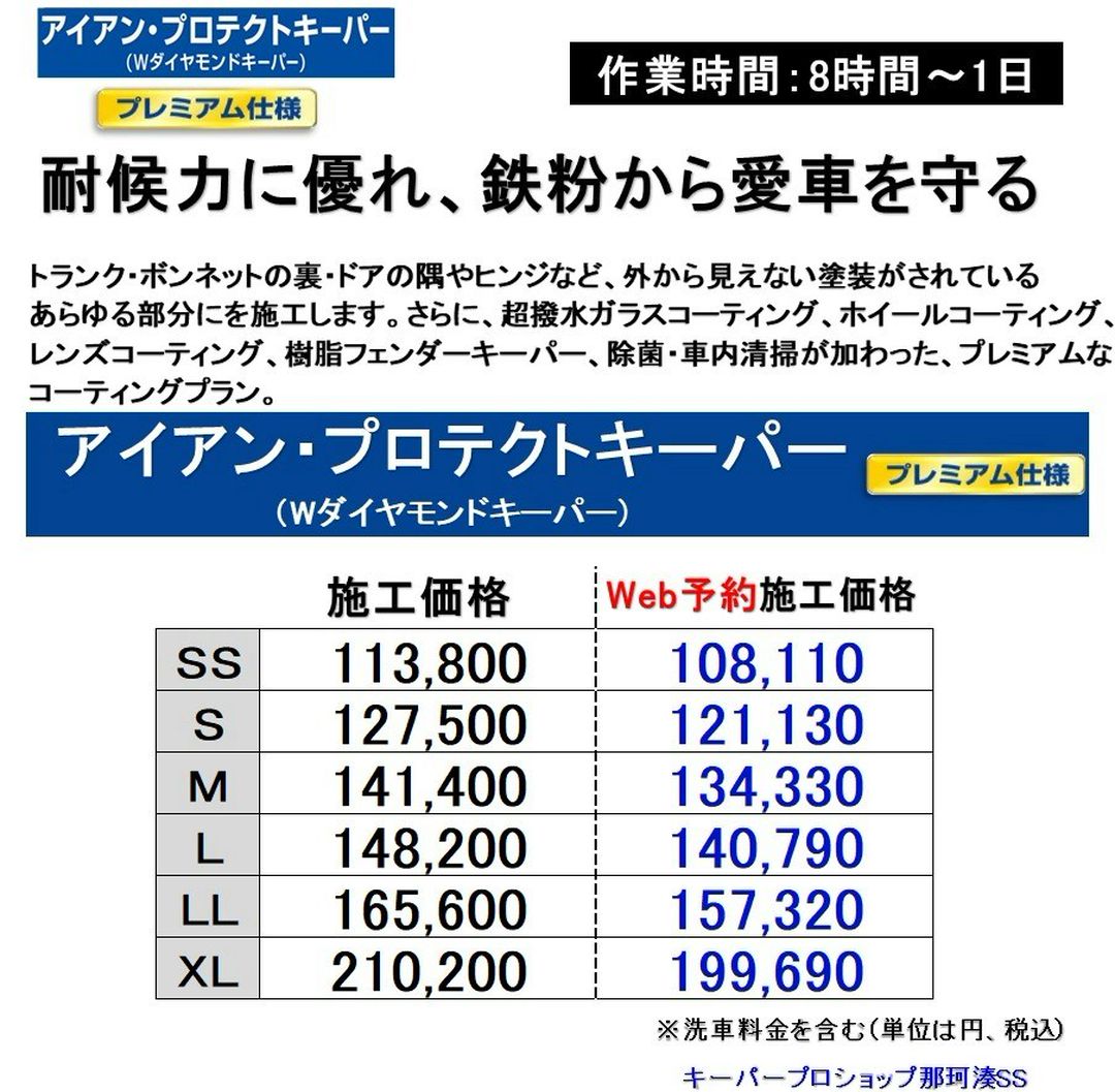 アイアン・プロテクトキーパー　プレミアム価格表"