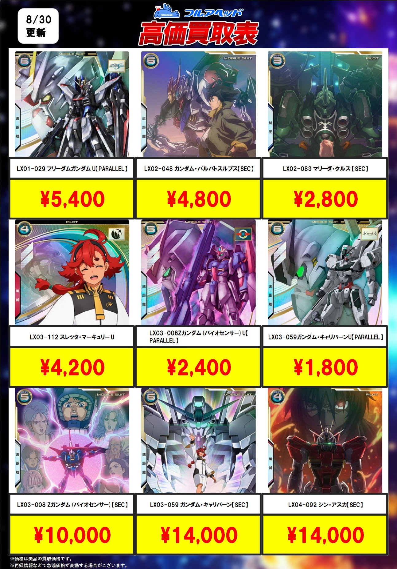 買取表更新！】アーセナルベース！