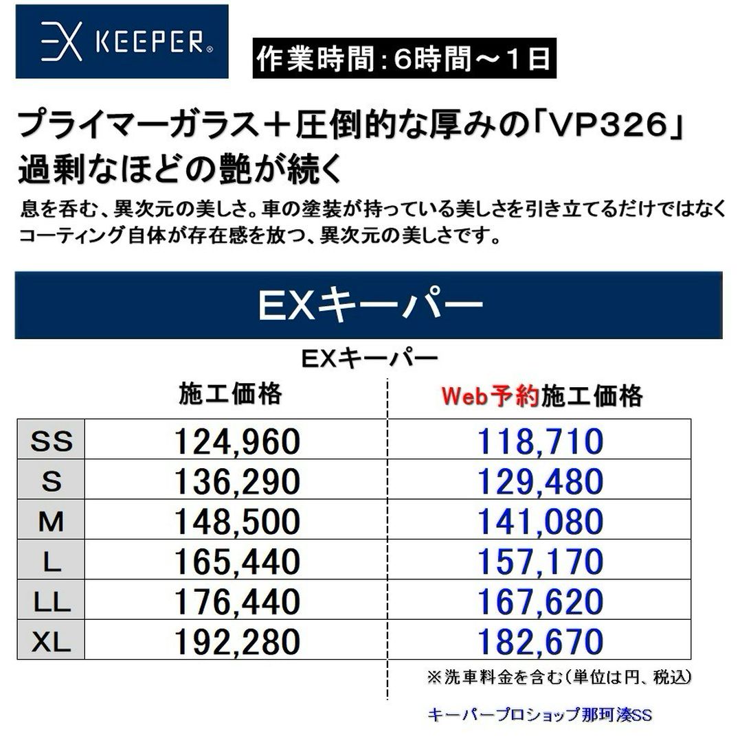 茨城県ひたちなか市のプロショップ那珂湊SSオリジナルEXキーパー価格表