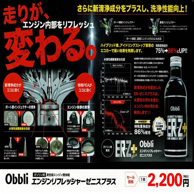 エンジンリフレッシャーガソリン車用エンジン洗浄剤 Obbli ER 30本 